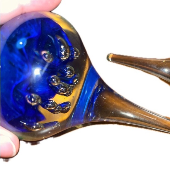 Vintage Murano Green & Blue Bubble Teardrop Glass Art - Picture 3 of 7